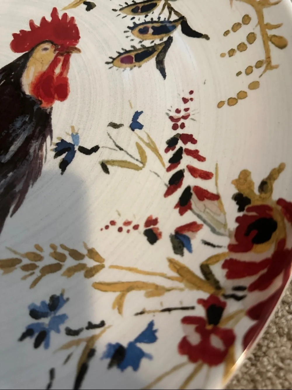 Williams Sonoma Rooster Francais Chop Plate designed by artist Marc Lacaze.